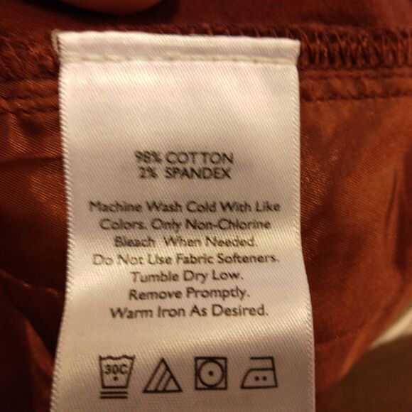 Eddie Bauer dress pants womens 14 36x24 burgundy red flat front stretch crop - Picture 7 of 9